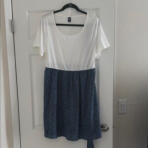 Stylish White and Blue Dress